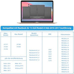 High capacity 7200 Milliamp Hours replacement battery for Apple laptop models showing technical specifications print.