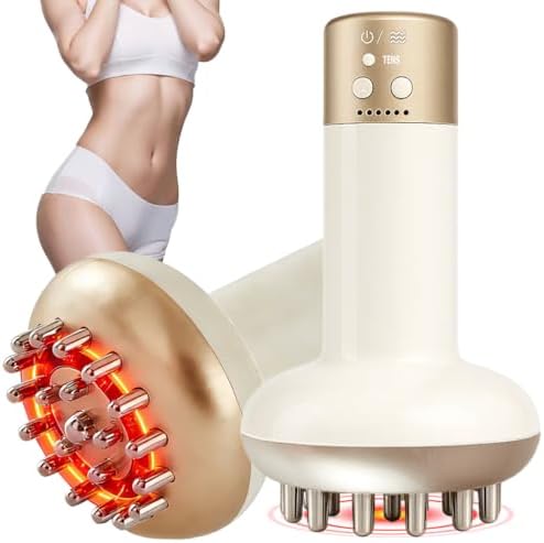 Yuonry Lymphatic Drainage Massager front view of white and gold body sculpting device showing precision massage heads