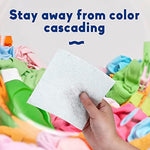 Xcleen laundry sheets preventing color bleeding in a mixed wash of whites and colors.