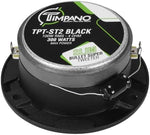 Back view of the Timpano TPT-ST2 speaker showing the integrated protection crossover capacitor and terminal connections.