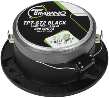 Back view of the Timpano TPT-ST2 speaker showing the integrated protection crossover capacitor and terminal connections.