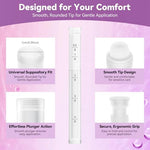 Close up of clear dosage markings on Momsnug vaginal gel injector.