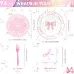 Complete 96 piece disposable party supplies set for 24 guests