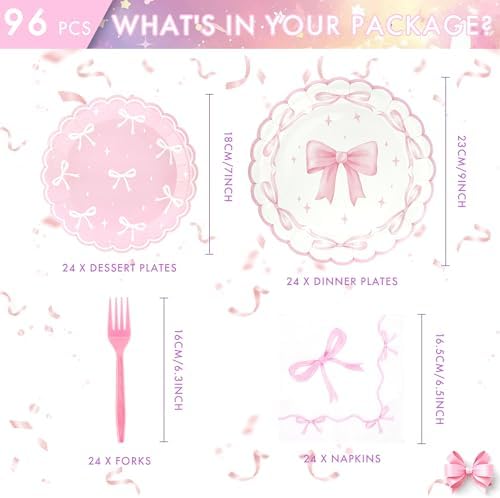 Complete 96 piece disposable party supplies set for 24 guests