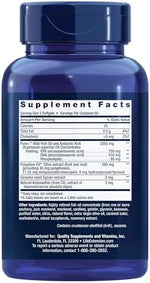 Life Extension premium marine lipid supplement showing supplement facts and ingredient panel