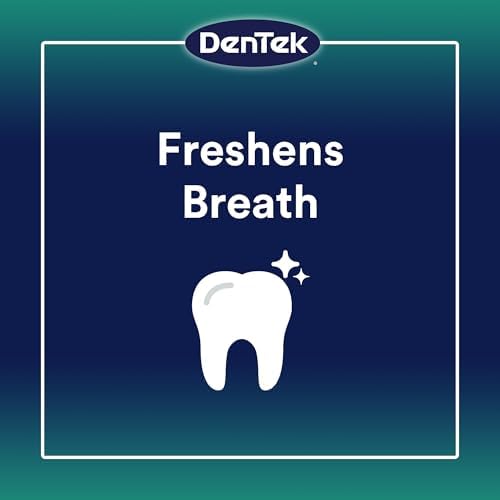 DenTek dental floss pick showing the textured pick and tongue cleaner handle