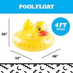 Adult lounging on a large BigMouth Inc. duck pool floatie