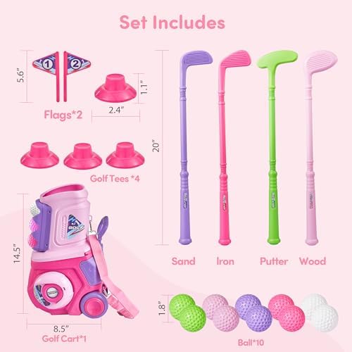 Pjg toddler golf set organized in rolling cart