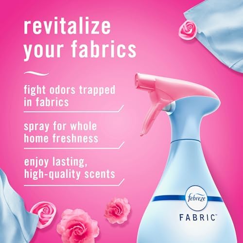 Febreze Fabric Spray 2 pack bottles showing the spray trigger and Downy scent branding.