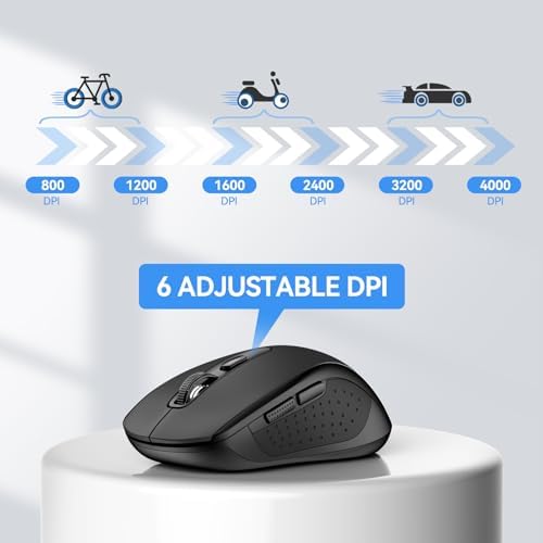 Tecknet portable wireless mouse side profile highlighting tactile navigation buttons