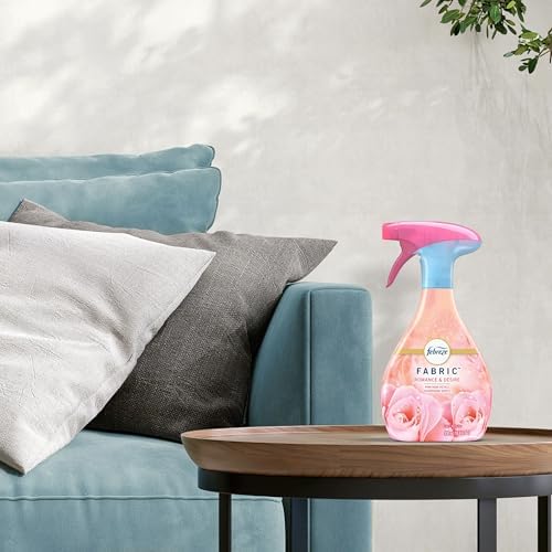Imported Febreze fabric deodorizer bottle displaying scent notes