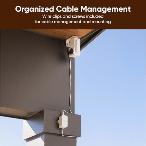 Complete packaging contents layout including the twenty foot flat cord, power brick, connectors, and mounting clips.