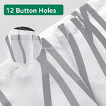 Biscaynebay shower curtain top header showcasing the 12 reinforced rust-resistant button holes for hooks.