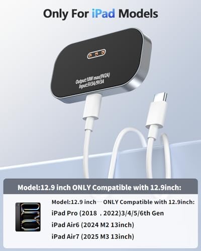 Aluminum alloy magnetic charging pad attached to the back of a large tablet