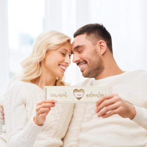 White wooden keepsake box for pregnancy test display