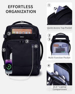 ECOHUB 17" Small Travel Backpack, United Airlines Personal Item Bag 17x10x9 with 16 Pockets, Water Resistant Rucksacks Fit 15.6" Laptop, AirTag Pocket, Lightweight Casual Daypack, 25L, Black - Image 5