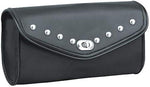 Shaf International Nekid Cow black motorcycle windshield bag front view featuring premium synthetic leather and a secure metal twist lock closure