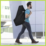 Transparent name tag slot on black car seat travel bag