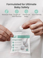 Close up of plant-based Grownsy detergent tablet