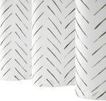 Full view of the 70x72 inches JINCHAN inky moss black chevron pattern curtain showcasing modern minimalist home decor.