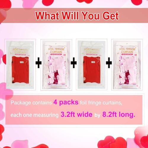 EUFARS pink and red metallic party decorations showing built in adhesive strip application