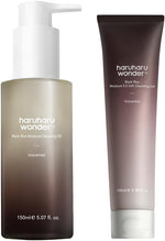 Haruharu Wonder Black Rice Double Cleansing Duo Set front view showing oil and gel bottles.