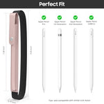MoKo stylus sleeve with elastic band showcasing universal fitment for Apple devices