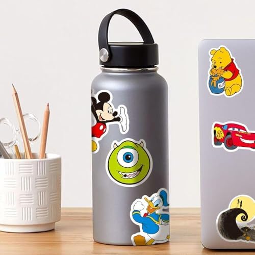 Waterproof cartoon character stickers applied on a laptop