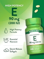 Authentic USA imported Nature's Truth Vitamin E quick release softgels clear bottle view