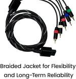 Premium braided replacement video cable cord for retro gaming console setups.