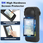 Design Info clear sticky lens guards installed on dual action camera lenses