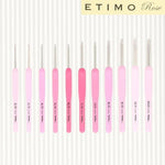 Complete presentation of Tulip Etimo Rose crochet hook ready for crafting
