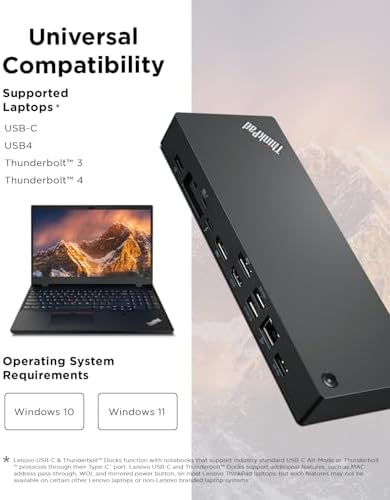 Lenovo electronic workstation hub with included 135 Watt power adapter and cable