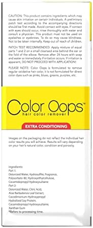 USA imported hair dye remover pack side view outlining instructions for permanent and semi permanent hair color.