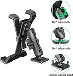 Close up view of the anti vibration commercial grade tablet holder cradle with reinforced non slip rubber padding