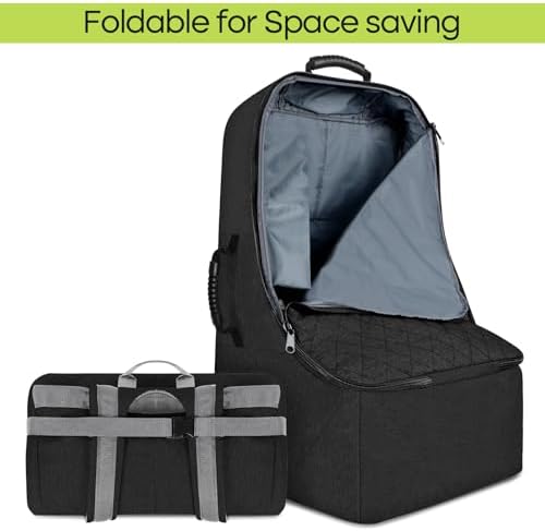 Back view showing padded shoulder straps on car seat bag
