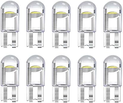 Makergroup 6000K bright white LED automotive replacement bulbs showing the plug and play T10 base.