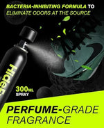 HideFxxx patented reverse spray nozzle being used inside a running shoe.