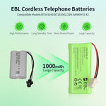 EBL 2.4V 1000mAh Ni-MH rechargeable battery pair showing technical text