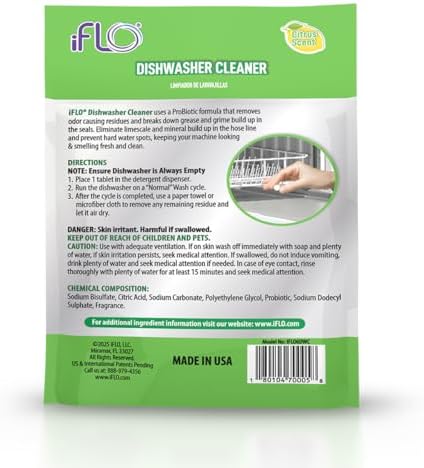 iFLO Dishwasher Cleaner Tablets packaging details