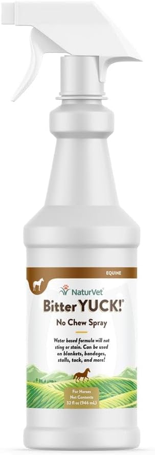 NaturVet Bitter Yuck No Chew Spray Horse Supplement 32 Ounce front view authentic USA imported equine chewing deterrent