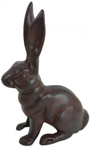 Home 2 Office cast iron sitting bunny rabbit garden statue front view decorative doorstop