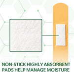 Latex free sterile bandages in assorted sizes for household first aid