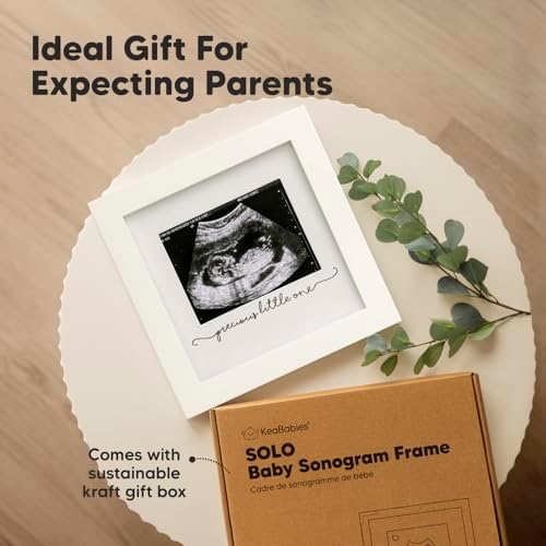 Back view of the KeaBabies baby announcement photo frame showing the sawtooth hanger and easel stand.