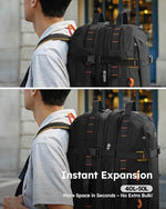 Tolaccea flight approved duffel backpack showcasing the side water bottle holder and side mesh zip pocket.