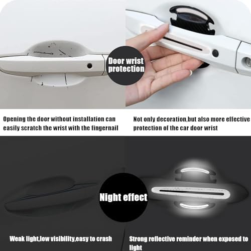 Universal automotive reflective safety stickers for vehicle door bowls under night illumination