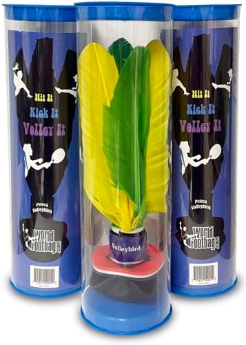 World Footbag Jianzi flyer pack showing three multicolored feathered outdoor sports toys