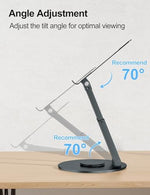 Tounee ergonomic dual pivot joint desk stand highlighting non slip silicone protective padding