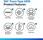 TapeCase 1.5-5-4016W 4016 1.5 x 5ft White Foam Tape - 1 Roll - Image 3