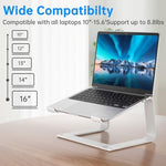 Ergonomic computer holder with non slip silicone pads protecting a silver notebook.